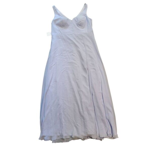 NWT Azazie Dress Women's 20 Blue Ice Periwinkle Chiffon Long Sleeveless V Neck - Picture 4 of 8